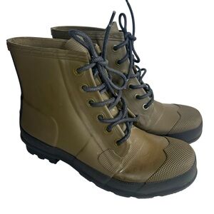 Hunter Men’s Original Rubber Green Lace-Up Boots Size 9